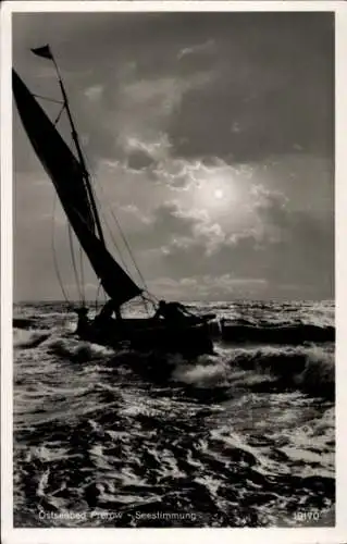 Ak Ostseebad Prerow auf dem Darß, Seestimmung, Segelboot