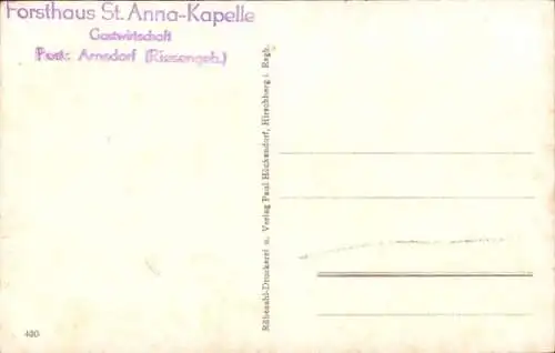 Ak Sosnówka Seidorf Podgórzyn Giersdorf Riesengebirge Schlesien, St Annakapelle, Forsthaus