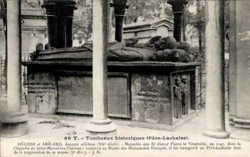 Ak Paris, Cimetière du Père Lachaise, Tombeaux historique, Heloise et Abelard