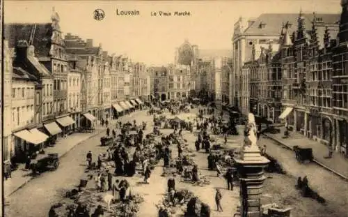 Ak Louvain Leuven Flämisch Brabant, Alter Markt, Stände auf dem Marktplatz