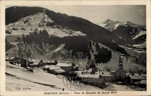 Ak Areches Savoie, Winteransicht, Skipiste vom Grand Mont
