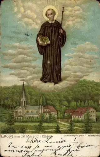 Künstler Ak Saint Morand Elsass Haut Rhin, Mönch, Kirche