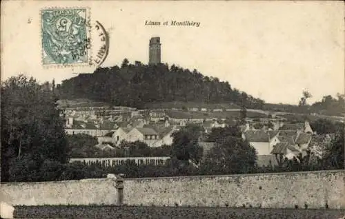 Ak Linas Essonne, Gesamtansicht, Montlhéry, Turm
