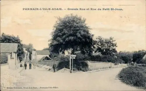 Ak Parmain Île Adam Val d'Oise, Grande Rue und Rue du Petit Saint Jean