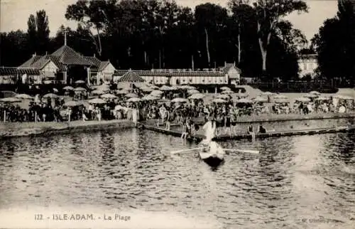 Ak L'Isle Adam Val d'Oise, La Plage