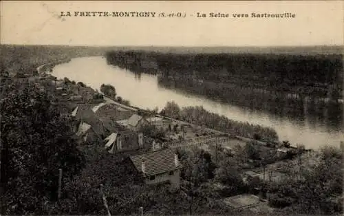 Ak La Frette sur Seine Montigny Val d'Oise, Die Seine in Richtung Sartrouville