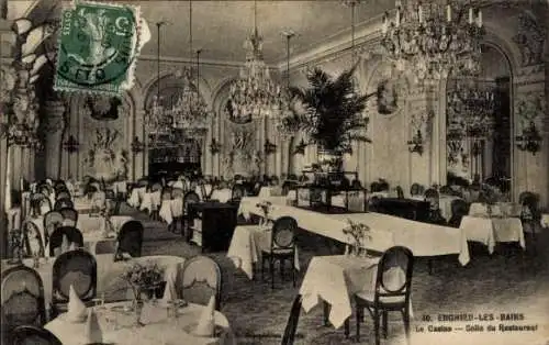 Ak Enghien les Bains Val d'Oise, Das Casino, Restaurantsaal