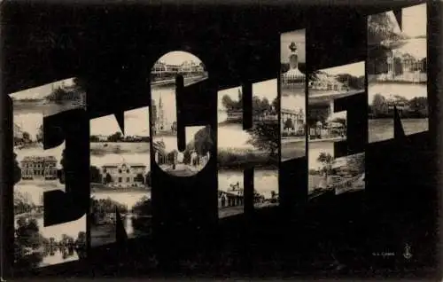 Buchstaben Ak Enghien les Bains Val d'Oise, Miniaturfiguren