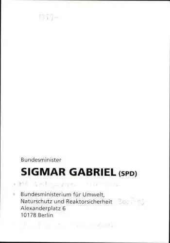 Foto Siegmar Gabriel, Bundesminister für Umwelt, SPD, Autogramm