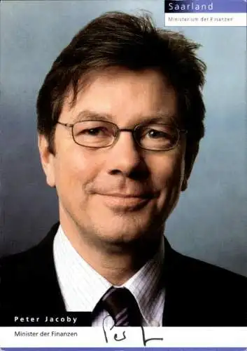 Ak Politiker Peter Jacoby, Finanzminister, Autogramm