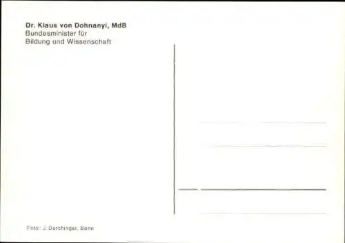 Foto Dr. Klaus von Dohnanyi, MdB, Autogramm