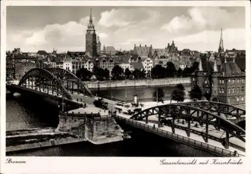 Ak Hansestadt Bremen, Gesamtansicht, Kaiserbrücke