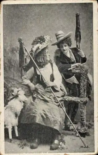 Ak Französische Volkstracht, Hirtin, Schaf, Porträt