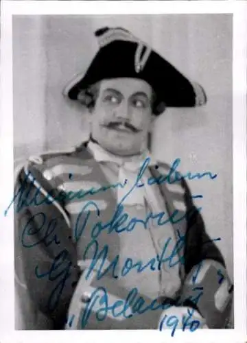 Foto Mann in Theaterkostüm, Porträt, Künstler, G. Monthy, Autogramm