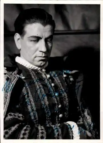 Foto Mann in Theaterkostüm, Porträt, Künstler, G. Monthy, Autogramm