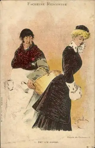 Künstler Ak Gerbault, H., Eine junge und alte Frau, Begegnung