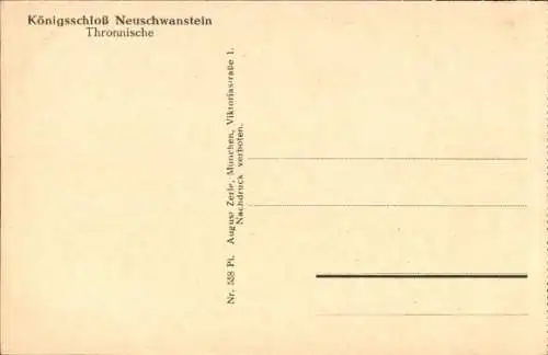 Ak Hohenschwangau Schwangau im Ostallgäu, Schloss Neuschwanstein, Thronnische