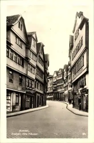 Ak Kassel in Hessen, Graben, Alte Häuser