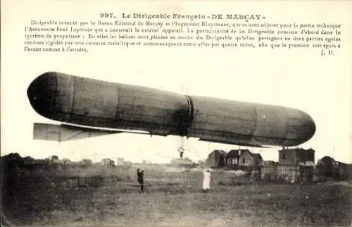 Ak Französisches Luftschiff De Marcay