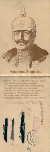 Klapp Gedicht Ak Wilhelm-Siegfried, Kaiser Wilhelm II., Portrait