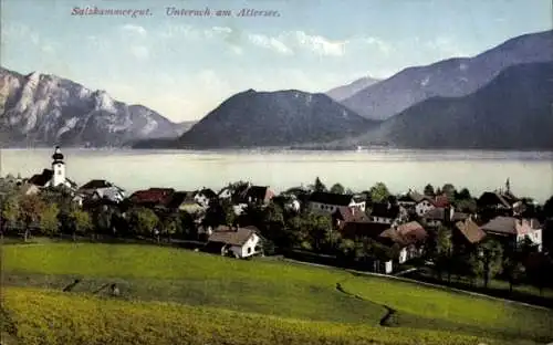 Ak Unterach am Attersee Oberösterreich, Panorama, Nummer 1076