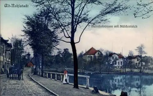 Ak Hamburg Wandsbek Rahlstedt Altrahlstedt, Bahnhofstraße mit Mühlenteich