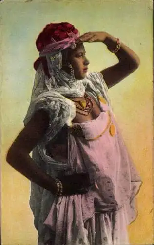 Ak Araberin in Volkstracht, Schmuck, Maghreb