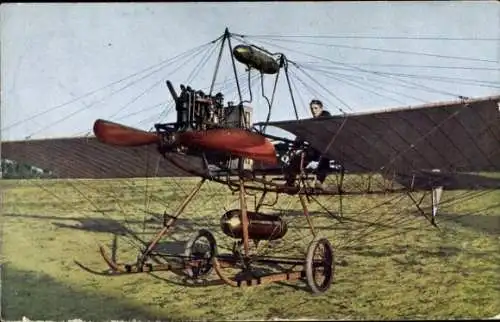 Ak Flugpionier Hoffmann auf Harlan Eindecker Flugzeug