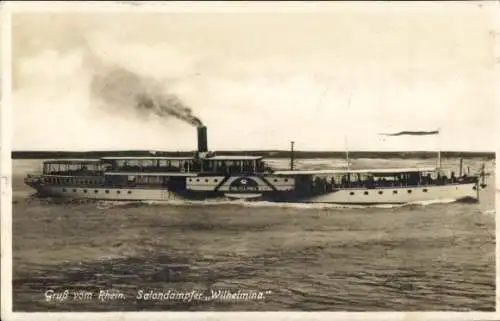 Ak Salondampfer Wilhelmina auf dem Rhein, Niederländer Dampfschifffahrt