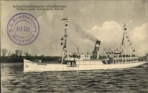 Ak Salonschnelldampfer Großherzog, Mecklenburgische Seebäder Linie Rostock