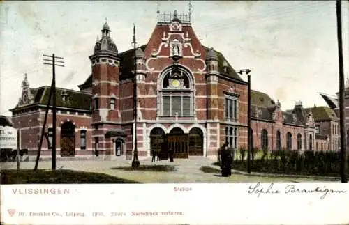 Ak Vlissingen Zeeland Niederlande, Bahnhof, Station