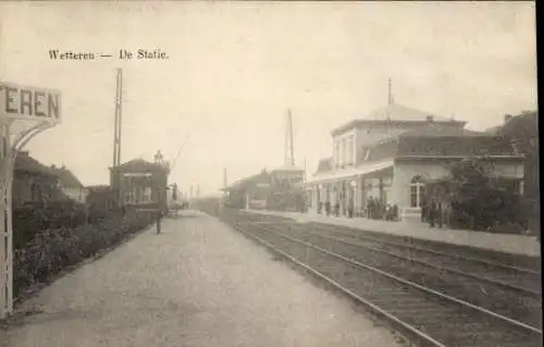 Ak Wetteren Ostflandern, Bahnhof, Gleisseite