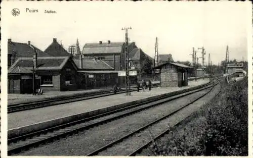 Ak Puurs Flandern Antwerpen, Bahnhof