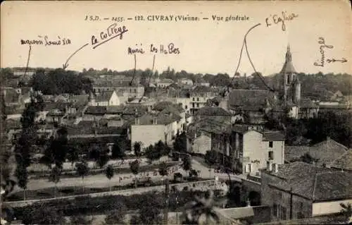 Ak Civray Vienne, Vue generale