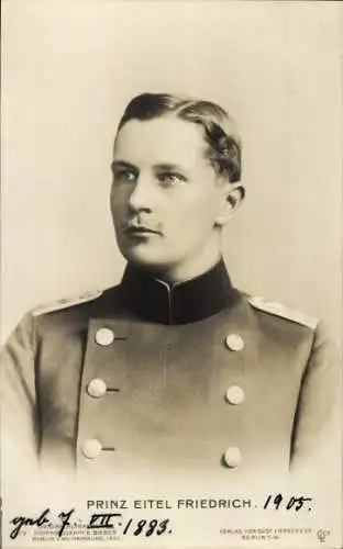 Ak Eitel Friedrich Prinz von Preußen, Portrait in Uniform, Liersch