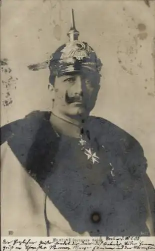 Ak Kaiser Wilhelm II., Portrait in Uniform, Pickelhaube, Mantel