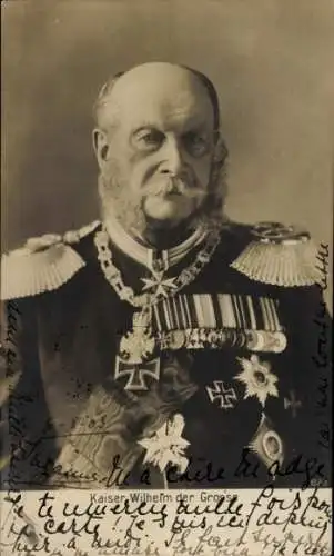 Ak Kaiser Wilhelm I., Wilhelm der Große, Portrait in Uniform, Orden