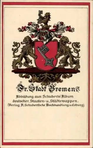 Wappen Ak Hansestadt Bremen, Stadtwappen, Schubert's Album deutscher Staaten- und Städtewappen