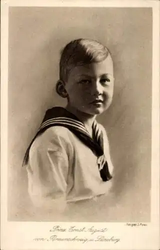 Ak Prinz Ernst August von Braunschweig und Lüneburg, Kinderportrait, Matrosenhemd