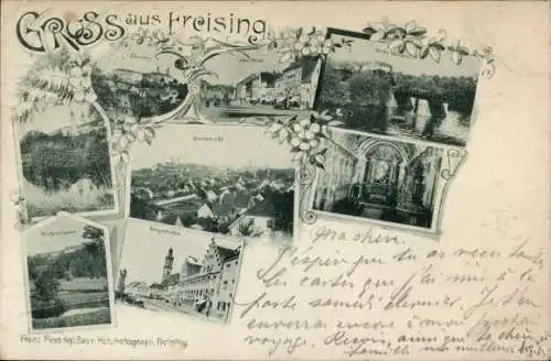 Ak Freising in Oberbayern, Gesamtansicht, Teilansichten, Kirche Innenansicht