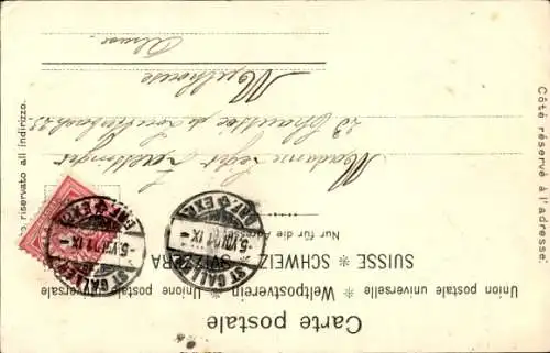 Präge Wappen Passepartout Litho Sankt Gallen Stadt Schweiz, Theaterplatz