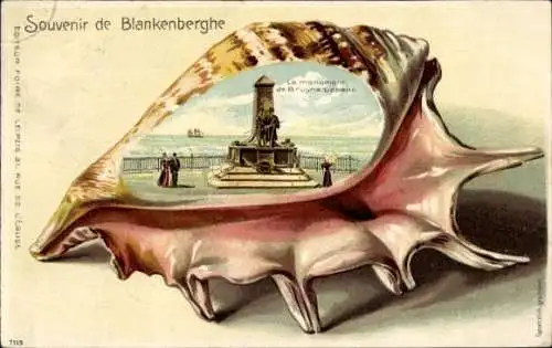 Muschel Litho Blankenberghe Blankenberge Westflandern, Monument Bruyns Lippens