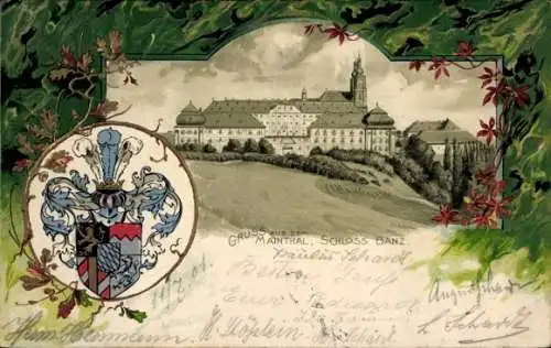 Präge Wappen Litho Bad Staffelstein am Main Oberfranken, Schloss Banz