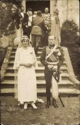 Foto Ak Wolfgang, Prinz von Hessen, Marie Alexandra von Baden, Hochzeit