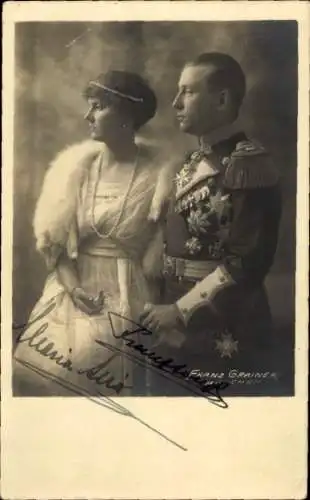 Foto Ak Prinz Franz Josef und Prinzessin Maria Alix von Hohenzollern-Sigmaringen