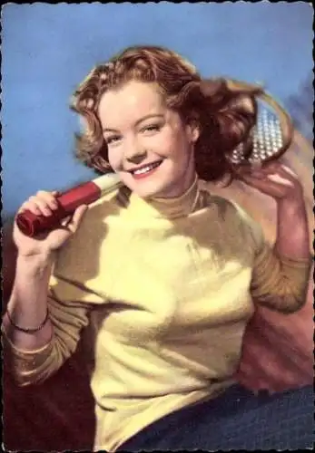 Ak Schauspielerin Romy Schneider, Portrait, Tennisschläger