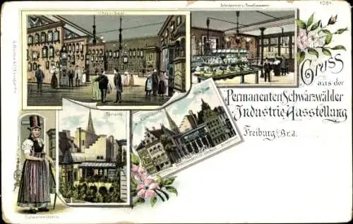 Litho Freiburg im Breisgau, Permanente Schwarzwälder Industrie Ausstellung, Uhrensaal, Tracht