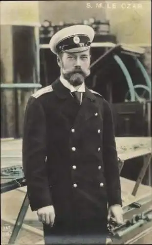 Ak Zar Nikolaus II. von Russland, Portrait in Marineuniform