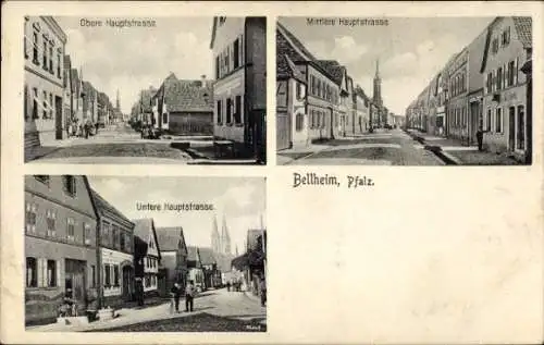 Ak Bellheim in der Pfalz, Obere Hauptstraße, Mittlere Hauptstraße, Untere Hauptstraße