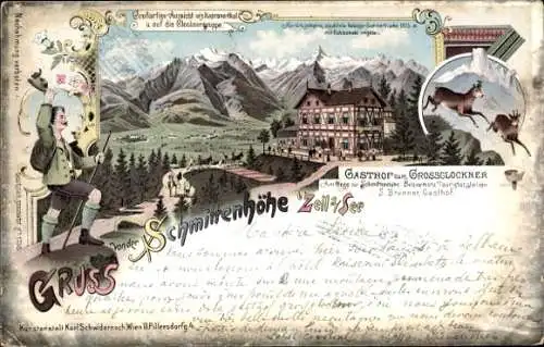 Litho Zell am See in Salzburg, Schmittenhöhe, Gasthof zum Großglockner